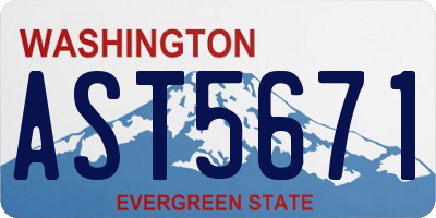 WA license plate AST5671