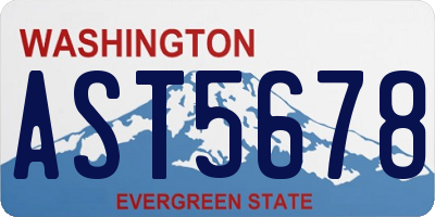 WA license plate AST5678