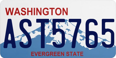 WA license plate AST5765