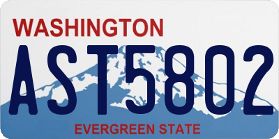 WA license plate AST5802