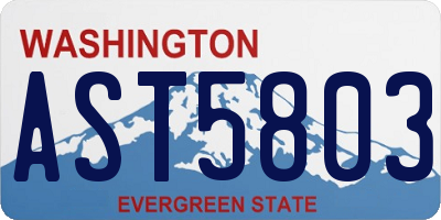 WA license plate AST5803