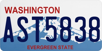 WA license plate AST5838