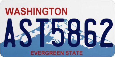 WA license plate AST5862