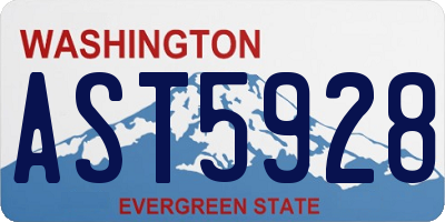 WA license plate AST5928