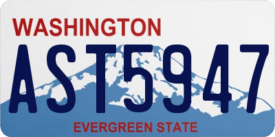 WA license plate AST5947