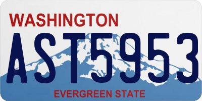 WA license plate AST5953