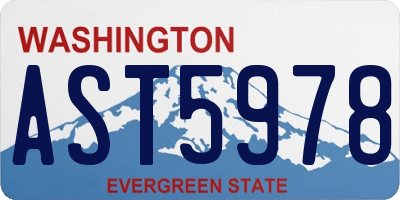 WA license plate AST5978