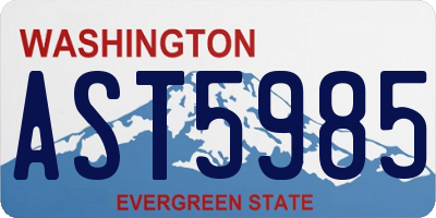 WA license plate AST5985