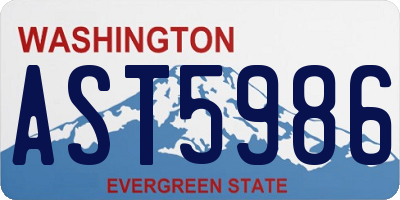 WA license plate AST5986