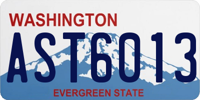 WA license plate AST6013