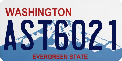 WA license plate AST6021