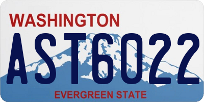 WA license plate AST6022
