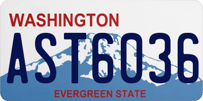 WA license plate AST6036