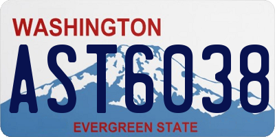 WA license plate AST6038