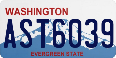 WA license plate AST6039