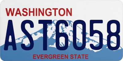 WA license plate AST6058