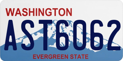 WA license plate AST6062
