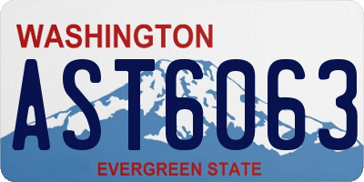WA license plate AST6063