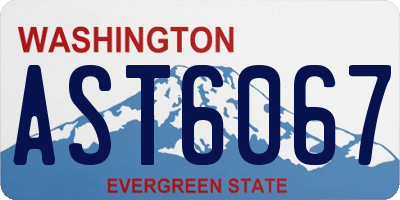 WA license plate AST6067