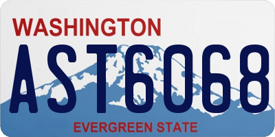 WA license plate AST6068