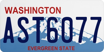 WA license plate AST6077