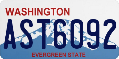 WA license plate AST6092