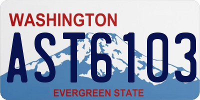 WA license plate AST6103