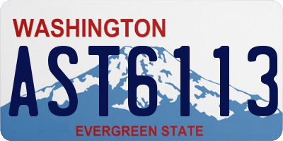 WA license plate AST6113