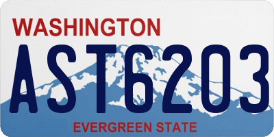 WA license plate AST6203