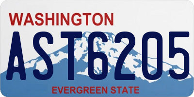 WA license plate AST6205