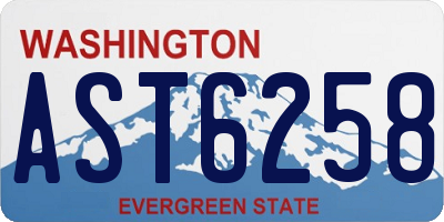 WA license plate AST6258