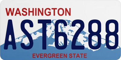 WA license plate AST6288