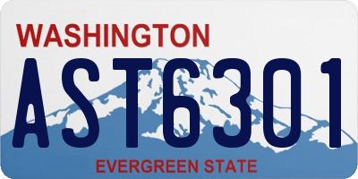 WA license plate AST6301