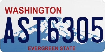 WA license plate AST6305