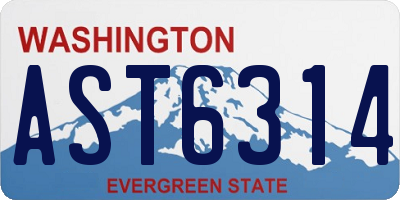 WA license plate AST6314