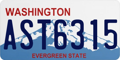 WA license plate AST6315
