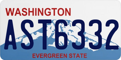WA license plate AST6332