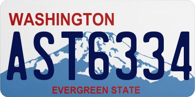 WA license plate AST6334