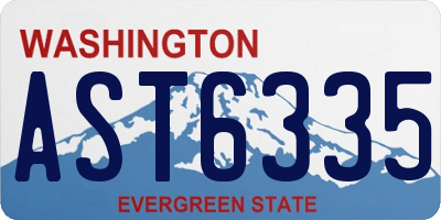 WA license plate AST6335