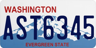 WA license plate AST6345
