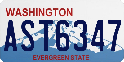 WA license plate AST6347