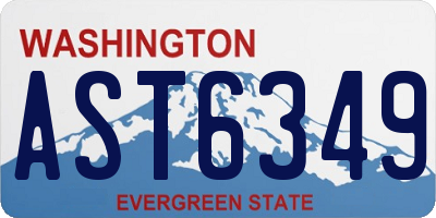 WA license plate AST6349