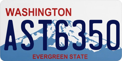 WA license plate AST6350