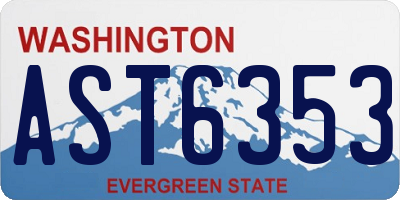 WA license plate AST6353