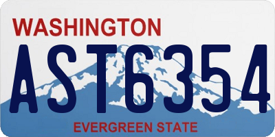 WA license plate AST6354