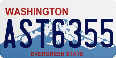WA license plate AST6355