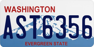 WA license plate AST6356