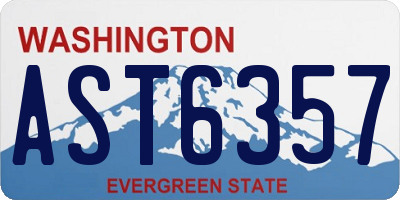 WA license plate AST6357