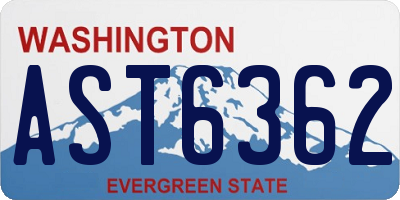 WA license plate AST6362