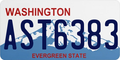 WA license plate AST6383